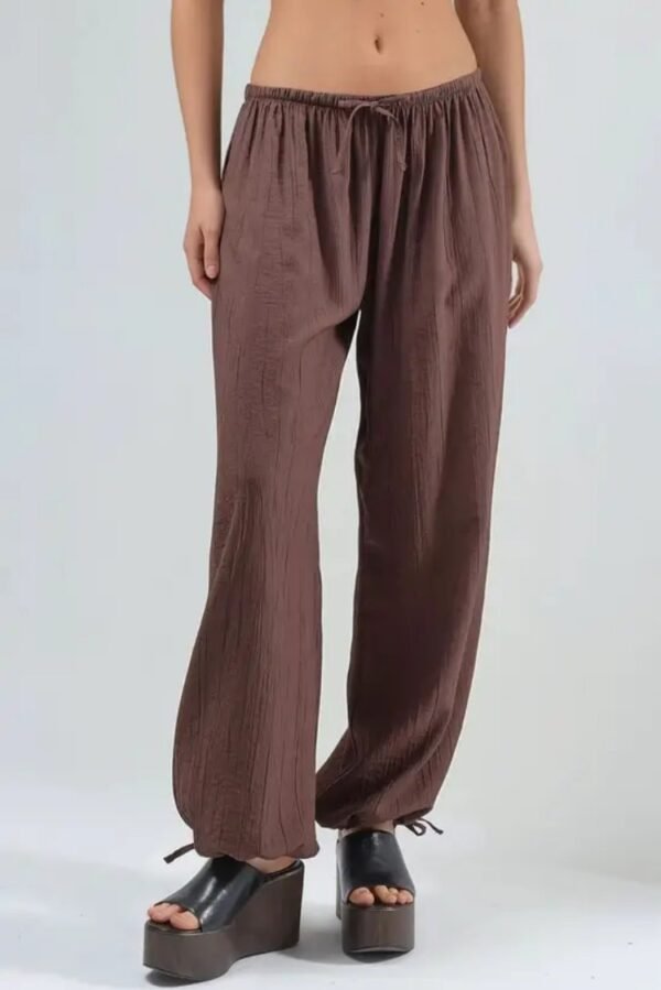 Thin Womens Casual Mid-rise Drawstring Elastic-waist Pants With A Draped Drape