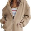 17af2912-3f80-4aac-a812-d5e80137508a.jpg Women's Velvet Padded Hooded Sweatshirt Casual Zipper Cardigan