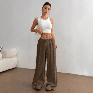 1d3f1786-dd32-4b79-a649-299b2d9dbcc3.jpg Fashionable Casual Solid-color Loose-fitting Wide-leg Trousers
