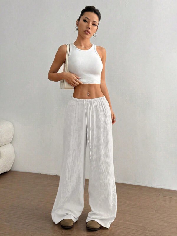 Fashionable Casual Solid-color Loose-fitting Wide-leg Trousers