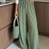 Womens Corduroy Loose-Fit Casual Straight Pants With Elastic Waist