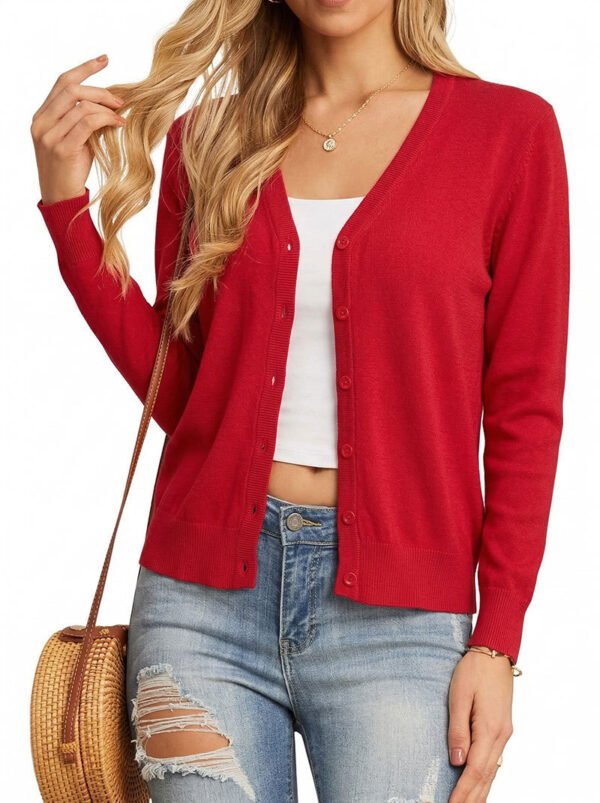 Thin Long-sleeve V-neck Sweater Jacket
