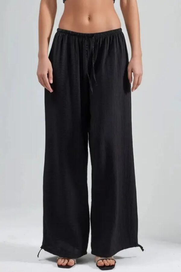 Thin Womens Casual Mid-rise Drawstring Elastic-waist Pants With A Draped Drape