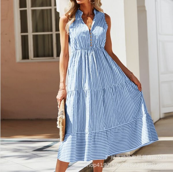 Women's Casual Vertical Stripes Sleeveless Dress