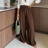 Womens Corduroy Loose-Fit Casual Straight Pants With Elastic Waist