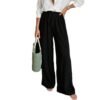 Womens Corduroy Loose-Fit Casual Straight Pants With Elastic Waist
