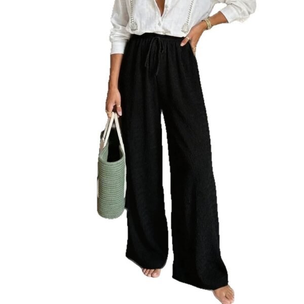 Womens Corduroy Loose-Fit Casual Straight Pants With Elastic Waist