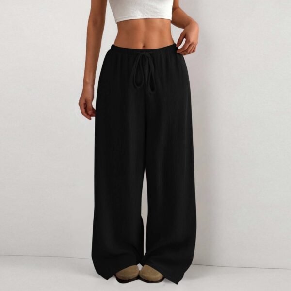 4d09e515-0a2f-4cc9-b068-9b4267a98e22.jpg Women's Solid Color Loose Wrinkle Waist Drawstring Wide Leg Casual Trousers