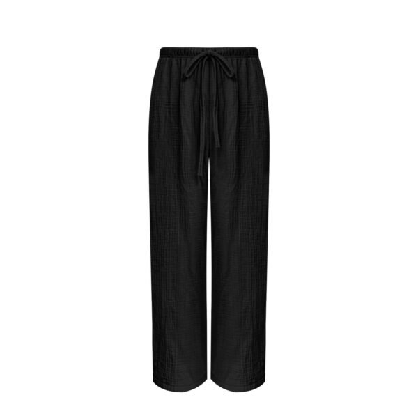 Solid-color Wide-leg Pants Fashionable And Minimalist With An Elastic Waistband And Drawstring