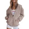 5330dccb-5784-4a24-9d47-d7f31521b76b.jpg Women's Velvet Padded Hooded Sweatshirt Casual Zipper Cardigan