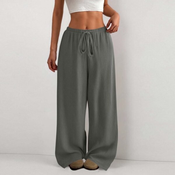 53ccba1b-d705-4c8c-ad63-b13b0be53411.jpg Women's Solid Color Loose Wrinkle Waist Drawstring Wide Leg Casual Trousers