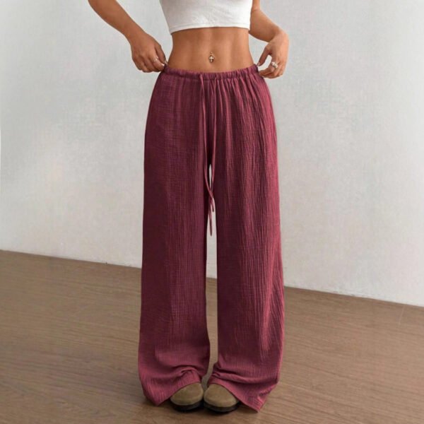 55ec75be-5fdb-4502-bc77-4b46b55e1181.jpg Casual Solid-color Cotton-linen Trousers Wide-leg Pants