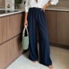 Womens Corduroy Loose-Fit Casual Straight Pants With Elastic Waist