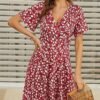V-neck A Line Mid-length Dress