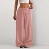 64d65278-9798-4794-9c82-76c4b2939eca.jpg Women's Solid Color Loose Wrinkle Waist Drawstring Wide Leg Casual Trousers