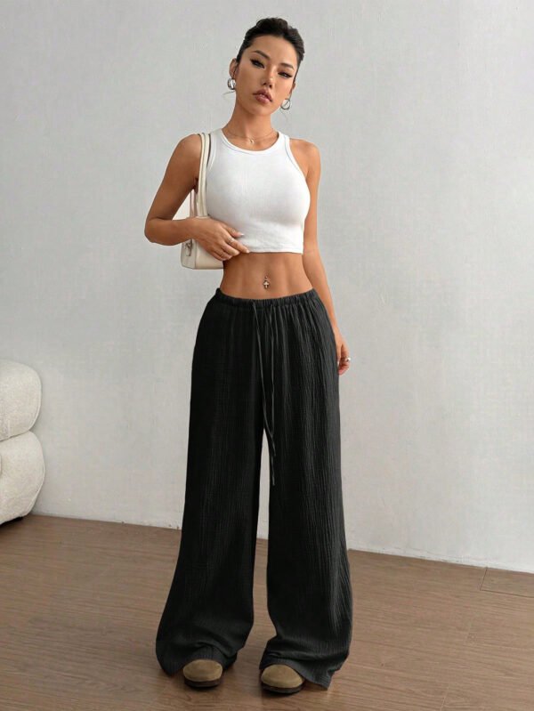 Fashionable Casual Solid-color Loose-fitting Wide-leg Trousers
