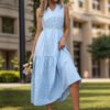 Women's Casual Vertical Stripes Sleeveless Dress