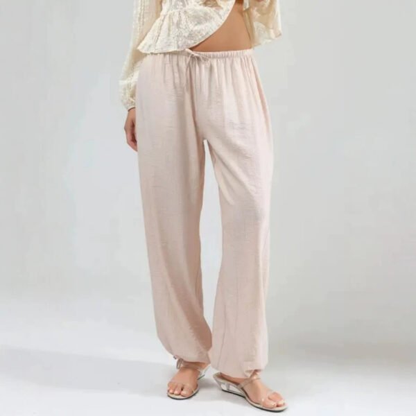 Thin Womens Casual Mid-rise Drawstring Elastic-waist Pants With A Draped Drape