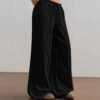 Solid-color Wide-leg Pants Fashionable And Minimalist With An Elastic Waistband And Drawstring