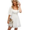 831f9186-7c2b-42bf-8d4c-e84b9f9b37e9.jpg Women's Off-neck Dress Waist Slimming Solid Color Knee-length Skirt