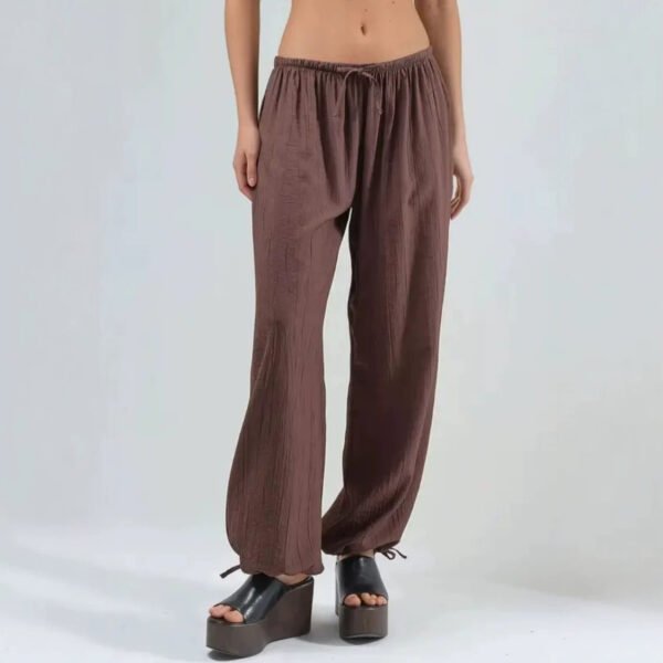 Thin Womens Casual Mid-rise Drawstring Elastic-waist Pants With A Draped Drape