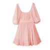 895d445a-33e5-4b8a-997b-8450266a23f5.jpg Women's Off-neck Dress Waist Slimming Solid Color Knee-length Skirt