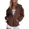 9518d3b5-354d-422c-9aec-998666a2d6fa.jpg Women's Velvet Padded Hooded Sweatshirt Casual Zipper Cardigan