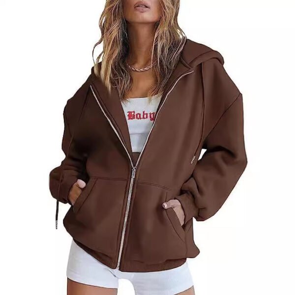 9518d3b5-354d-422c-9aec-998666a2d6fa.jpg Women's Velvet Padded Hooded Sweatshirt Casual Zipper Cardigan