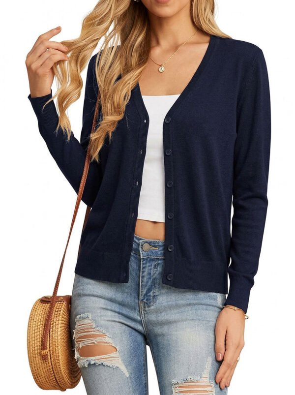 Thin Long-sleeve V-neck Sweater Jacket