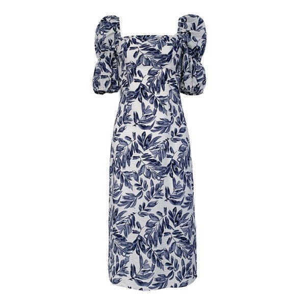 a3a7b3ab-02fe-4378-91bc-5fffd4162809.jpg Floral Dress Woman Square-neck Puff Sleeve French Style Temperament Slimming Dress