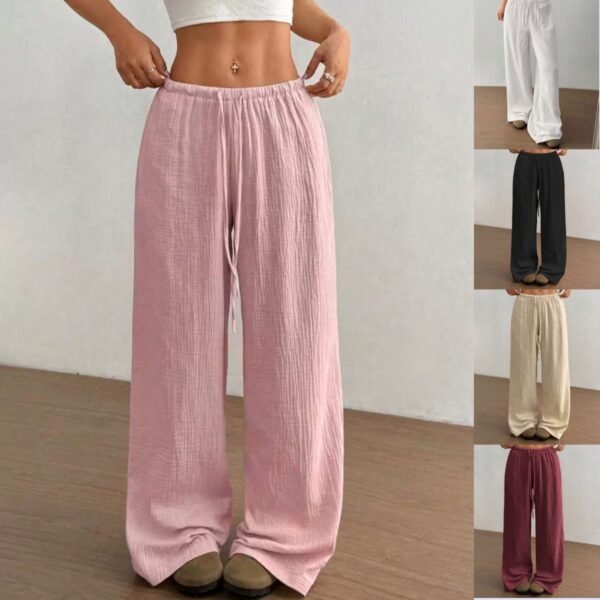 a53e79d1-ebda-4556-8ead-68ec1e7b0570.jpg Casual Solid-color Cotton-linen Trousers Wide-leg Pants
