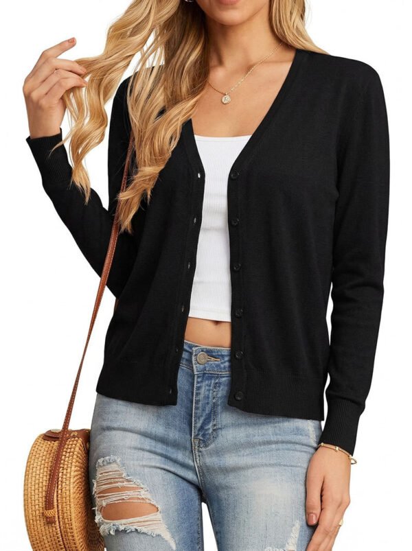 Thin Long-sleeve V-neck Sweater Jacket