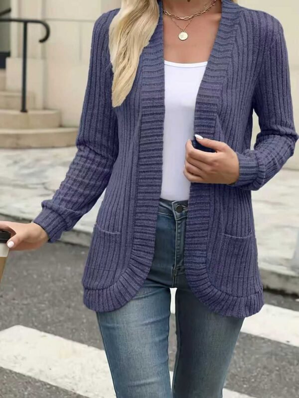 Sanding Casual Patchwork Long Sleeve Cardigan Jacket