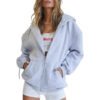 b2c0df4c-8867-4065-b0d4-1e2fb6992af7.jpg Women's Velvet Padded Hooded Sweatshirt Casual Zipper Cardigan
