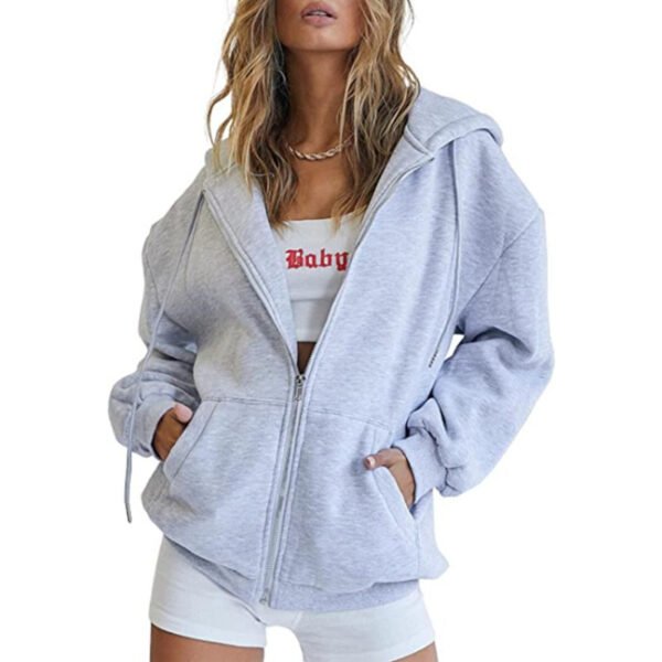 b2c0df4c-8867-4065-b0d4-1e2fb6992af7.jpg Women's Velvet Padded Hooded Sweatshirt Casual Zipper Cardigan