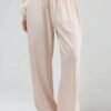 Thin Womens Casual Mid-rise Drawstring Elastic-waist Pants With A Draped Drape