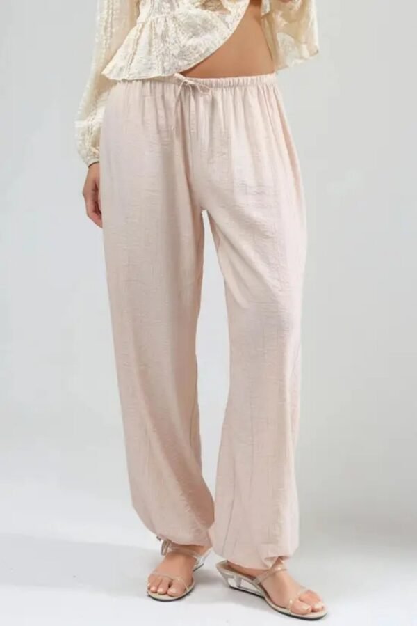 Thin Womens Casual Mid-rise Drawstring Elastic-waist Pants With A Draped Drape