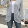 Sanding Casual Patchwork Long Sleeve Cardigan Jacket