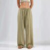 Thin Womens Casual Mid-rise Drawstring Elastic-waist Pants With A Draped Drape