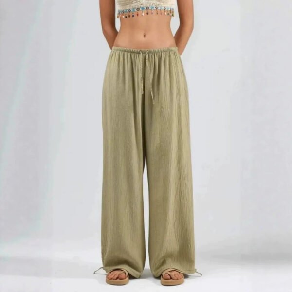 Thin Womens Casual Mid-rise Drawstring Elastic-waist Pants With A Draped Drape