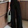 Womens Corduroy Loose-Fit Casual Straight Pants With Elastic Waist
