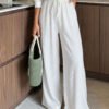 Womens Corduroy Loose-Fit Casual Straight Pants With Elastic Waist