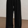 Solid-color Wide-leg Pants Fashionable And Minimalist With An Elastic Waistband And Drawstring
