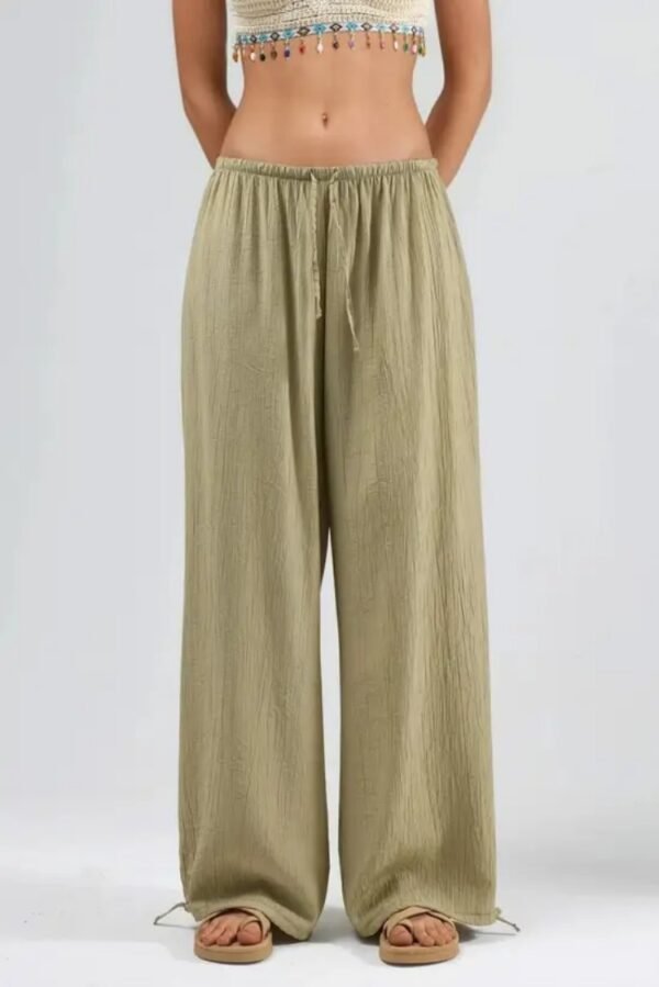 Thin Womens Casual Mid-rise Drawstring Elastic-waist Pants With A Draped Drape