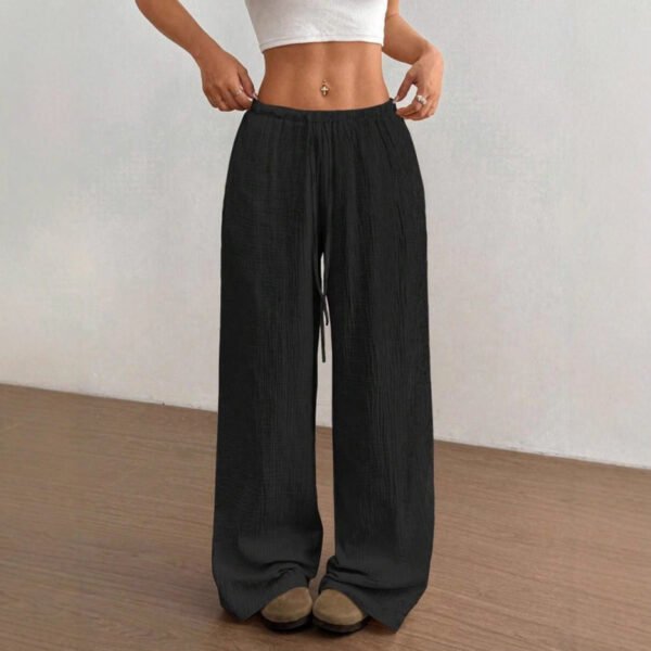 e3541883-40a6-4215-b1eb-b8c48c0d08d4.jpg Casual Solid-color Cotton-linen Trousers Wide-leg Pants