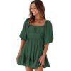 fc21e4c5-de8c-4b6c-875f-5a94b28cbd2f.jpg Women's Off-neck Dress Waist Slimming Solid Color Knee-length Skirt