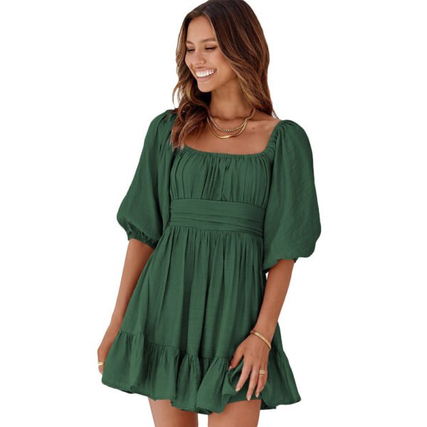 fc21e4c5-de8c-4b6c-875f-5a94b28cbd2f.jpg Women's Off-neck Dress Waist Slimming Solid Color Knee-length Skirt
